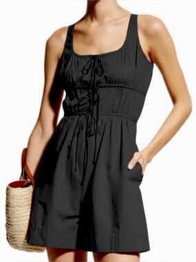 Rebecca Taylor Black Poplin Romper 4